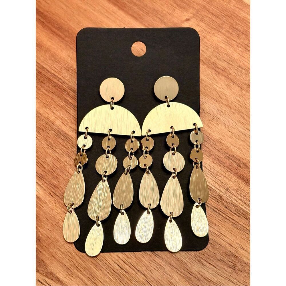 Circle Chandelier Earrings | Gold Tone | 2.75” Length